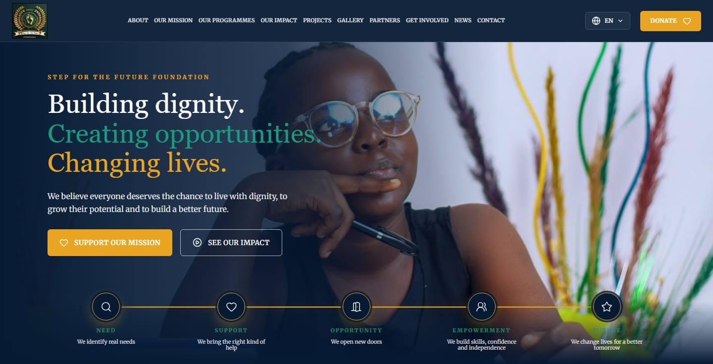Step for the Future Foundation website home page